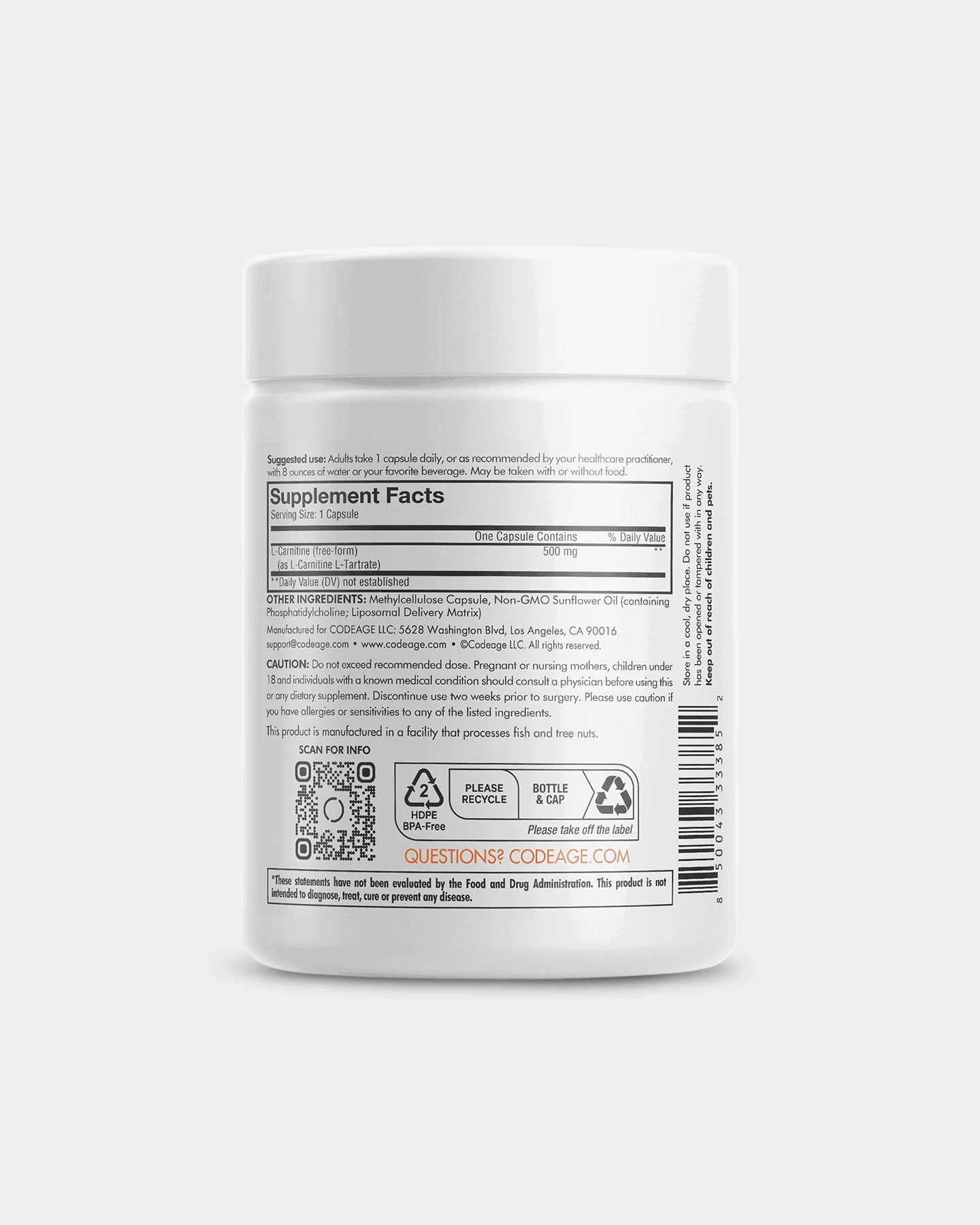 Codeage L-Carnitine+ Free-Form Amino Acid Supplement