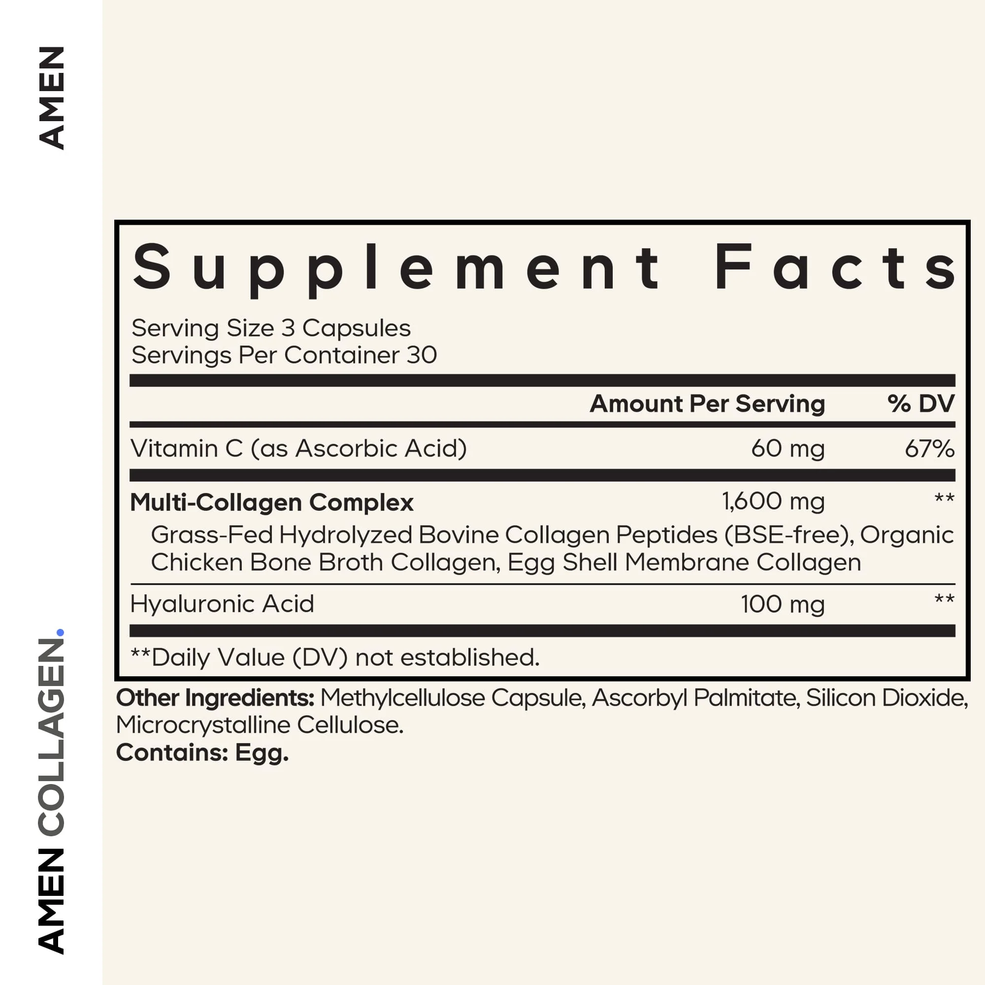 Codeage Amen Grass-Fed Hydrolyzed Collagen Peptides Capsules