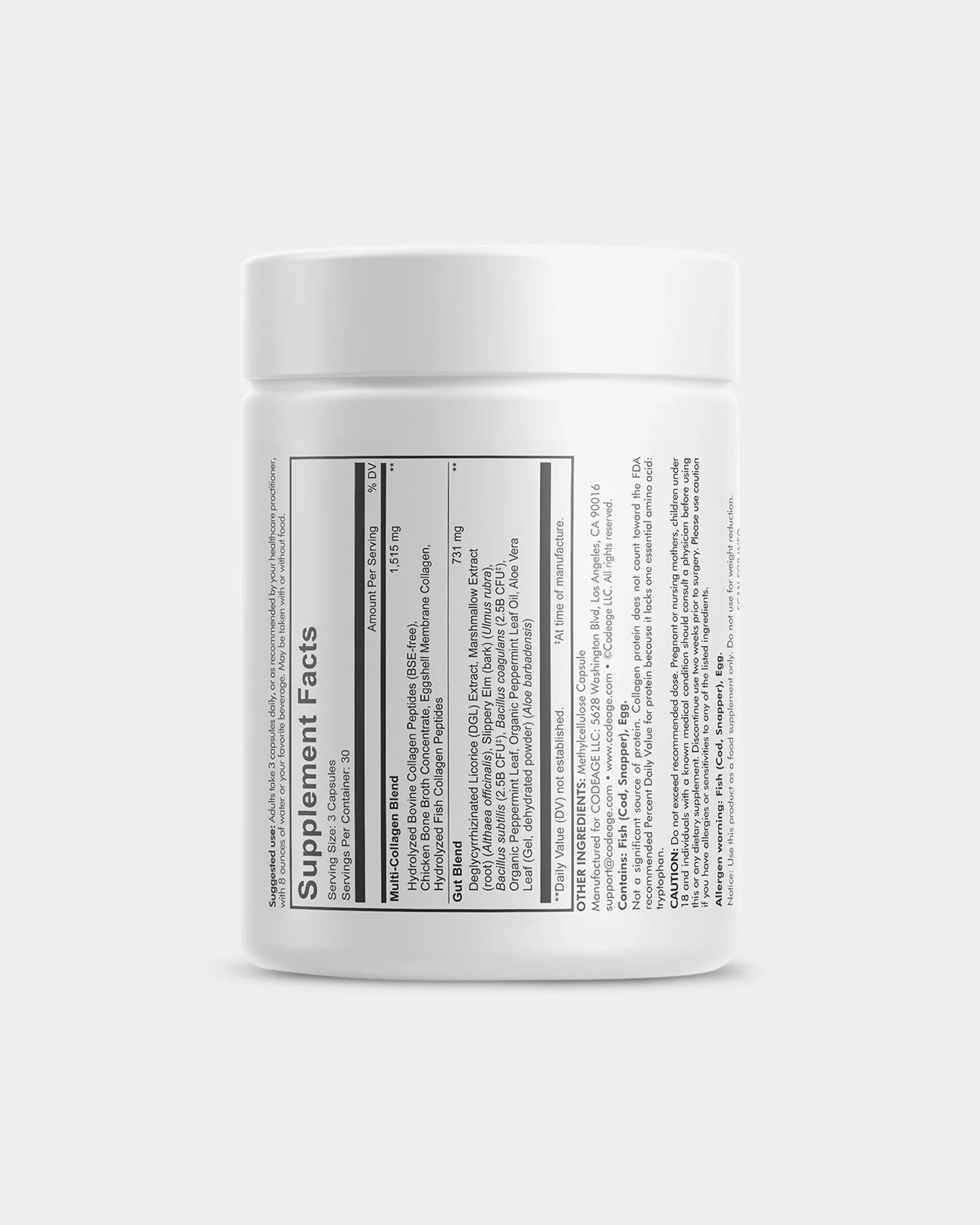 Codeage Multi Collagen Capsules + Gut Health Blend
