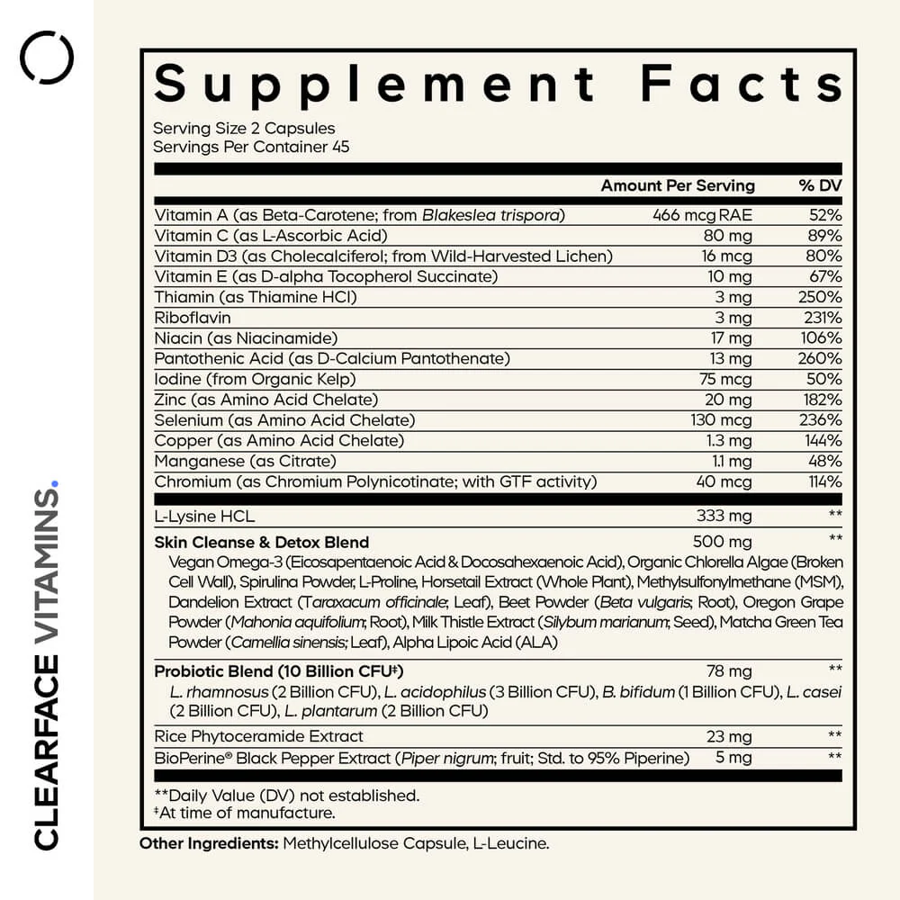 Codeage Clearface Vitamins+ Minerals Supplement Black Edition