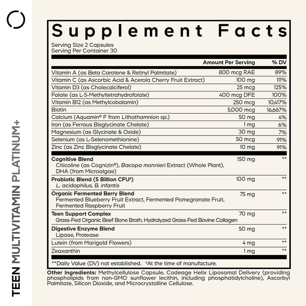 Codeage Teen Multivitamin+ Platinum