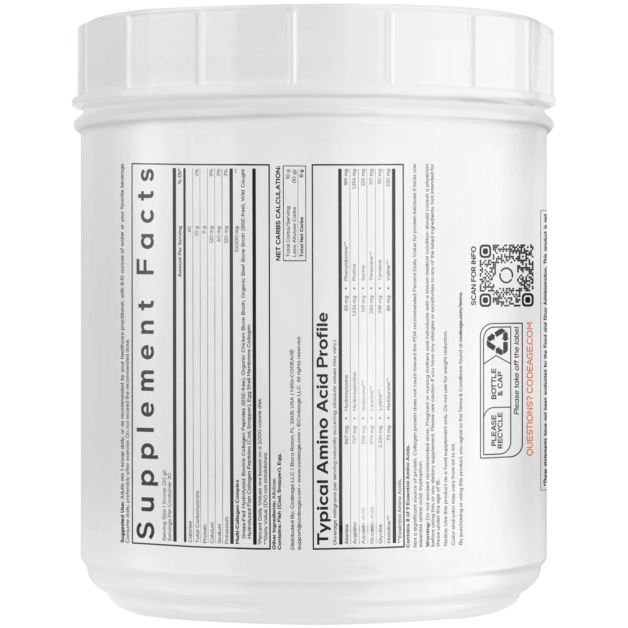 Codeage Multi Collagen Peptides Allulose Powder