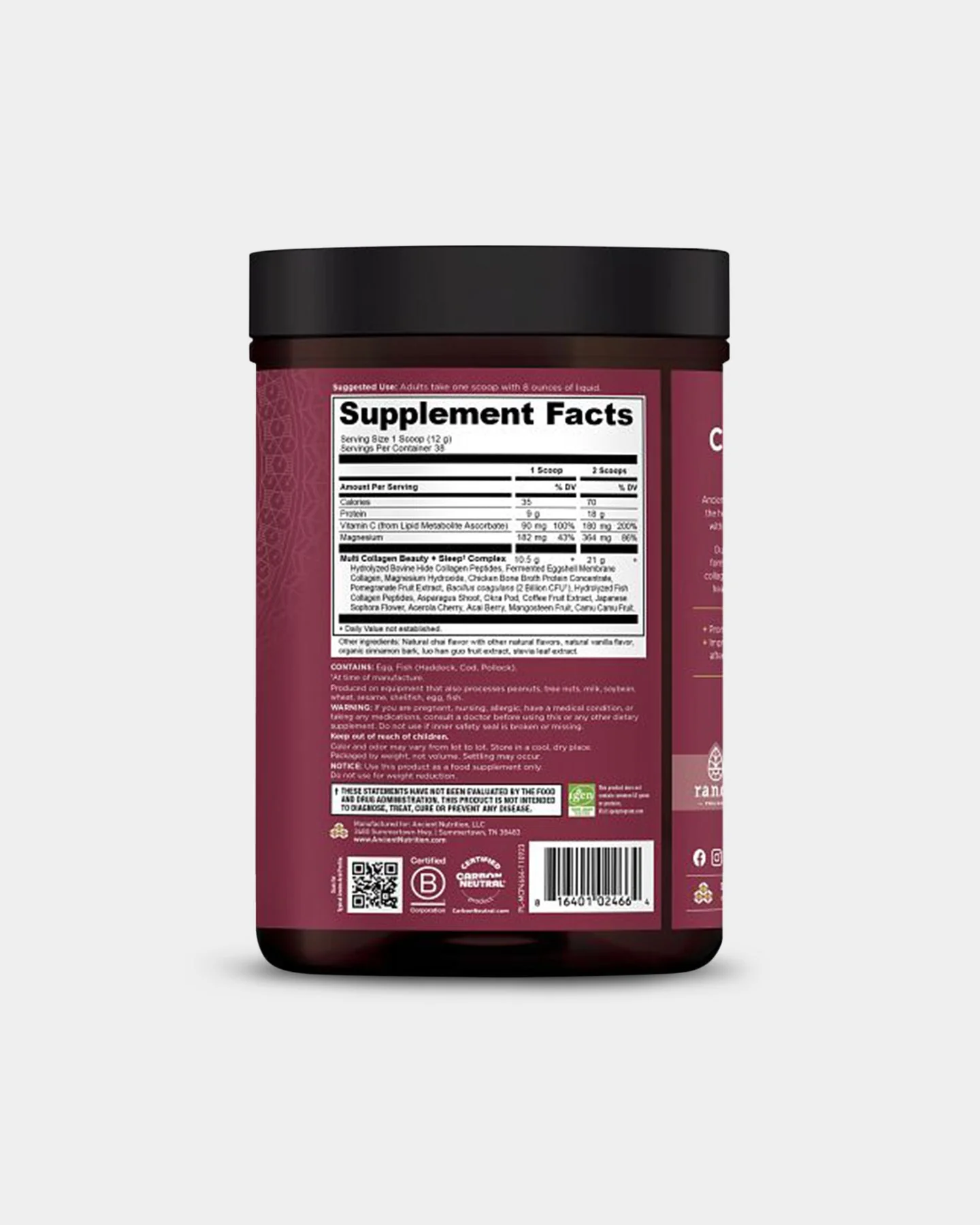 Ancient Nutrition Multi Collagen Protein - Beauty & Sleep Support