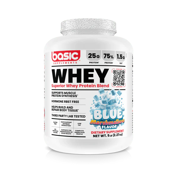 Basic Supplements Superior Whey Protein Blend 5lb, Blue Marshmallow