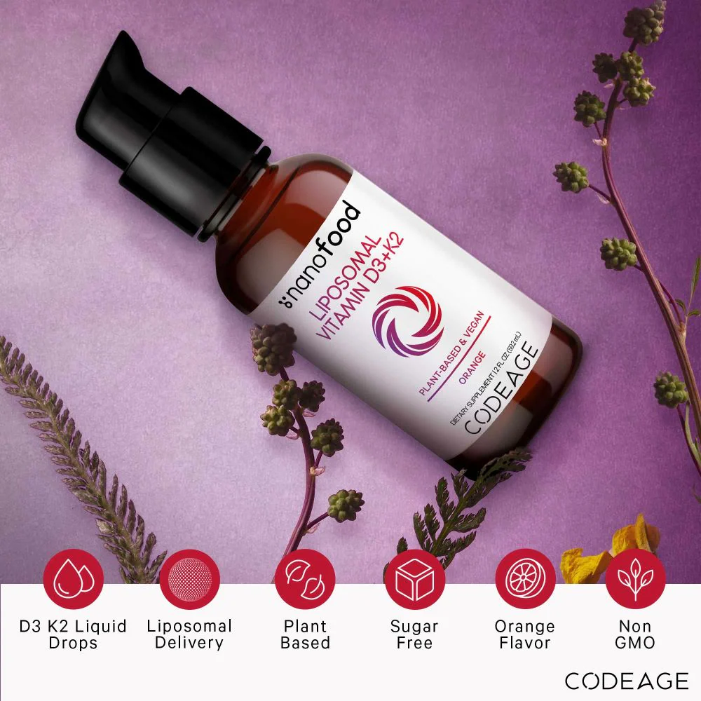 Codeage Vitamin D3 + K2 Liquid Drops Supplement