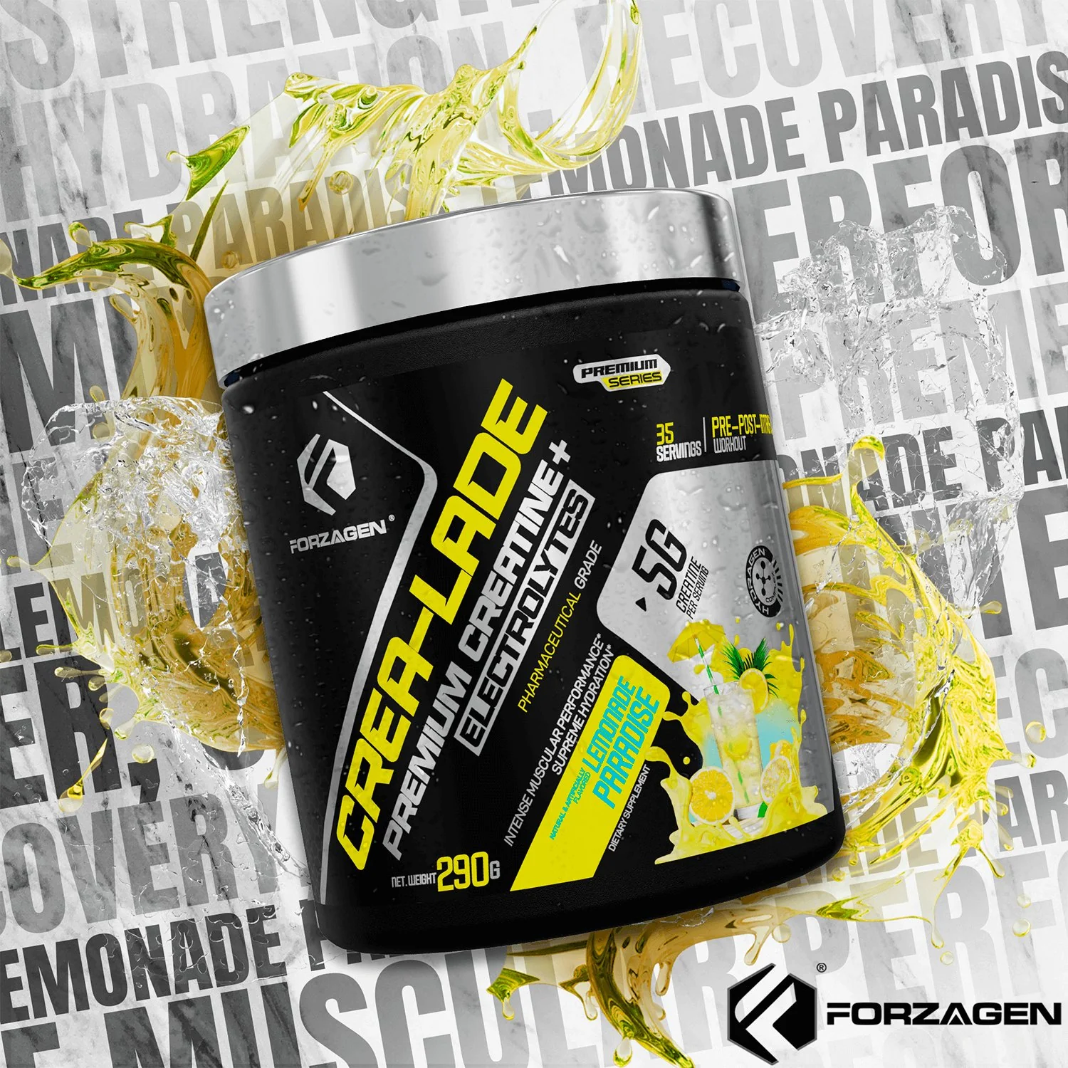 Forzagen CREA-LADE Premium Creatine + Electrolytes Pre-Workout