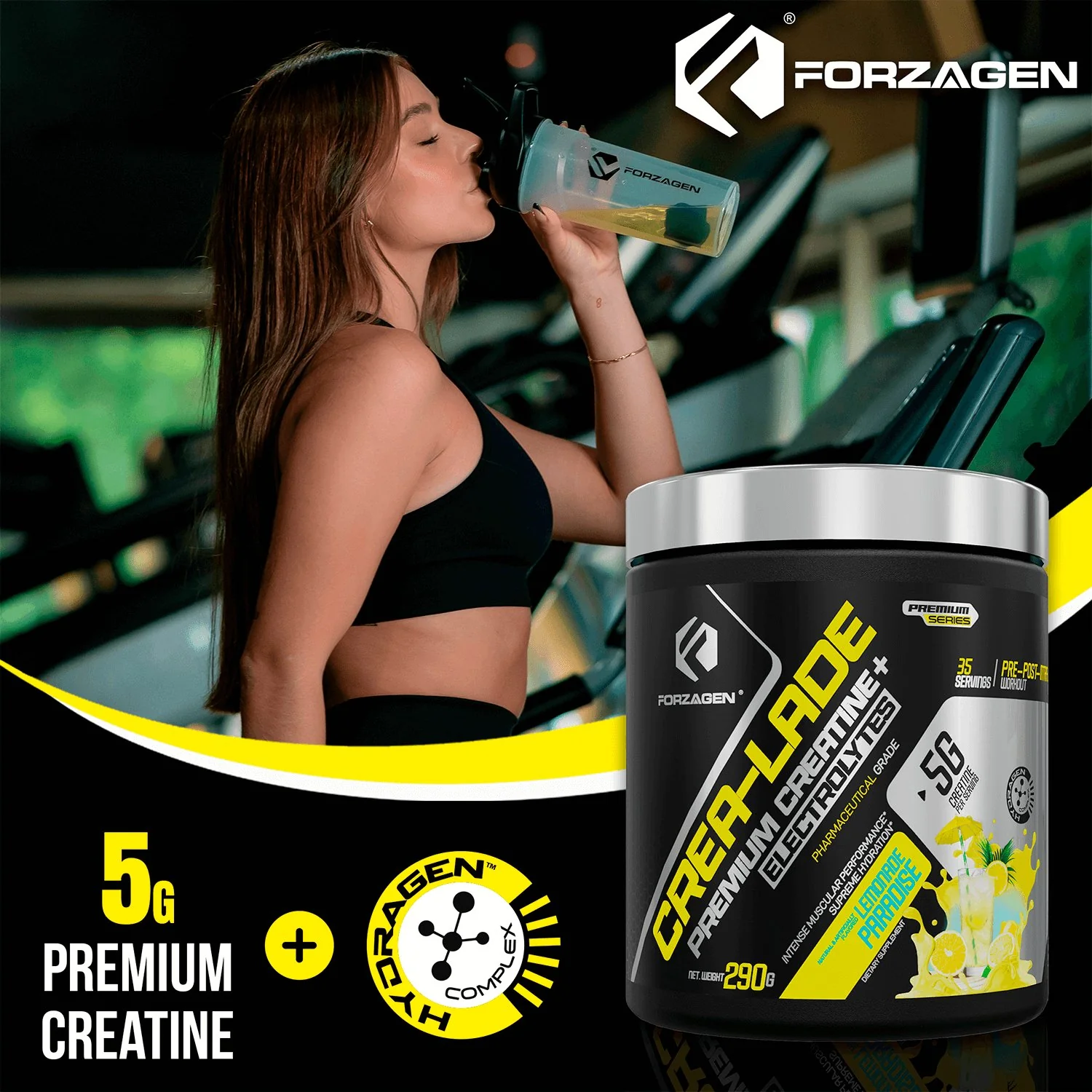 Forzagen CREA-LADE Premium Creatine + Electrolytes Pre-Workout