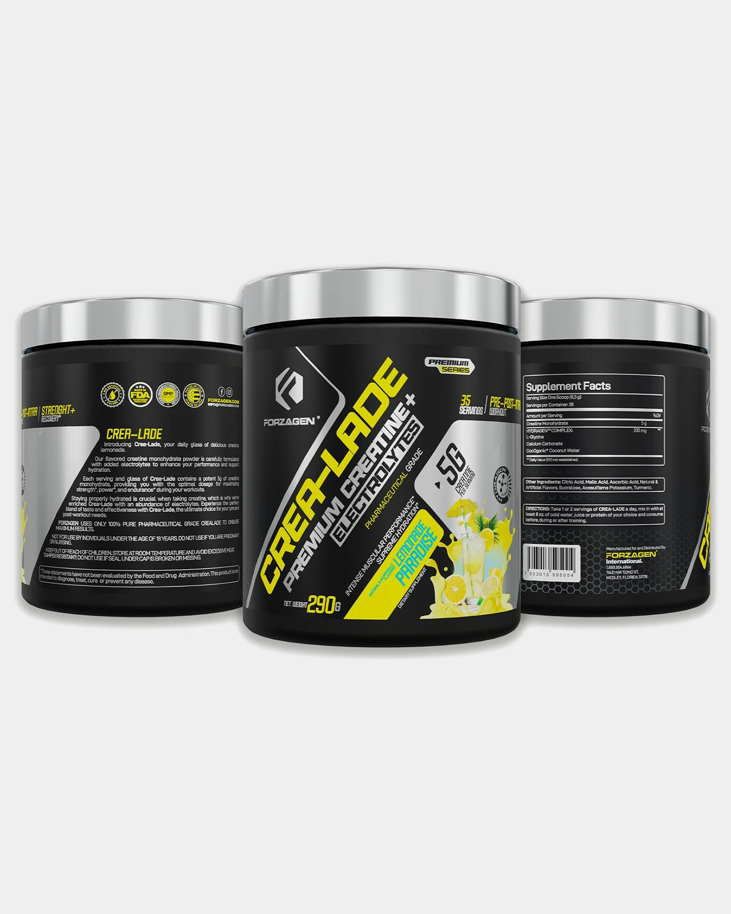Forzagen CREA-LADE Premium Creatine + Electrolytes Pre-Workout