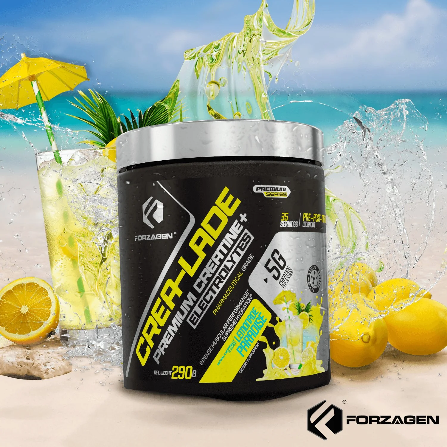 Forzagen CREA-LADE Premium Creatine + Electrolytes Pre-Workout