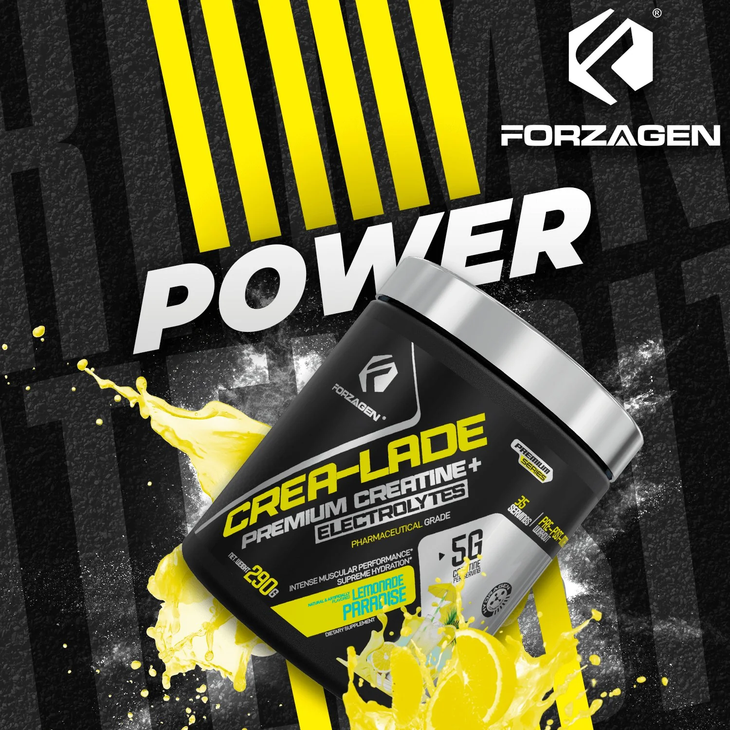Forzagen CREA-LADE Premium Creatine + Electrolytes Pre-Workout