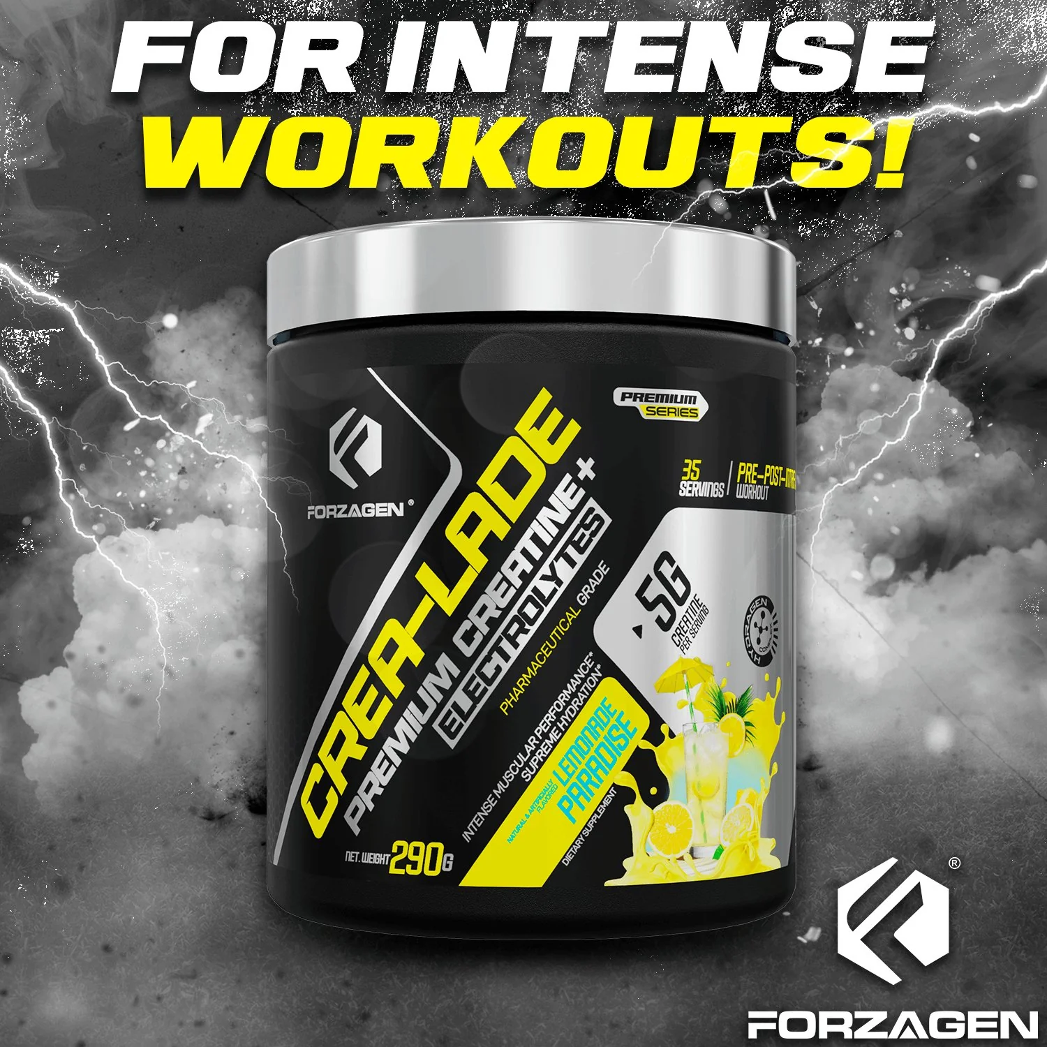 Forzagen CREA-LADE Premium Creatine + Electrolytes Pre-Workout