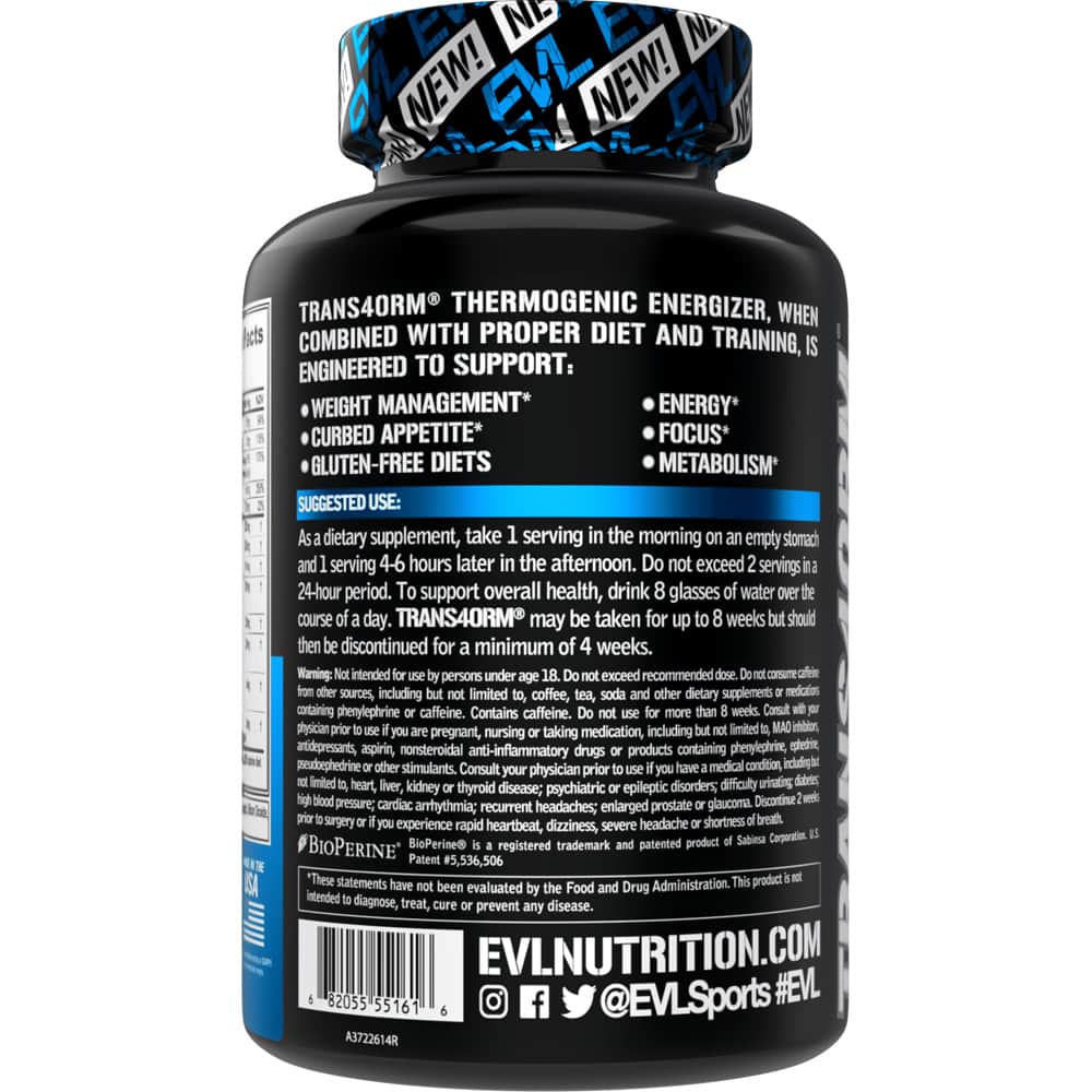 EVLUTION NUTRITION TRANS4ORM Fat Burner Capsules